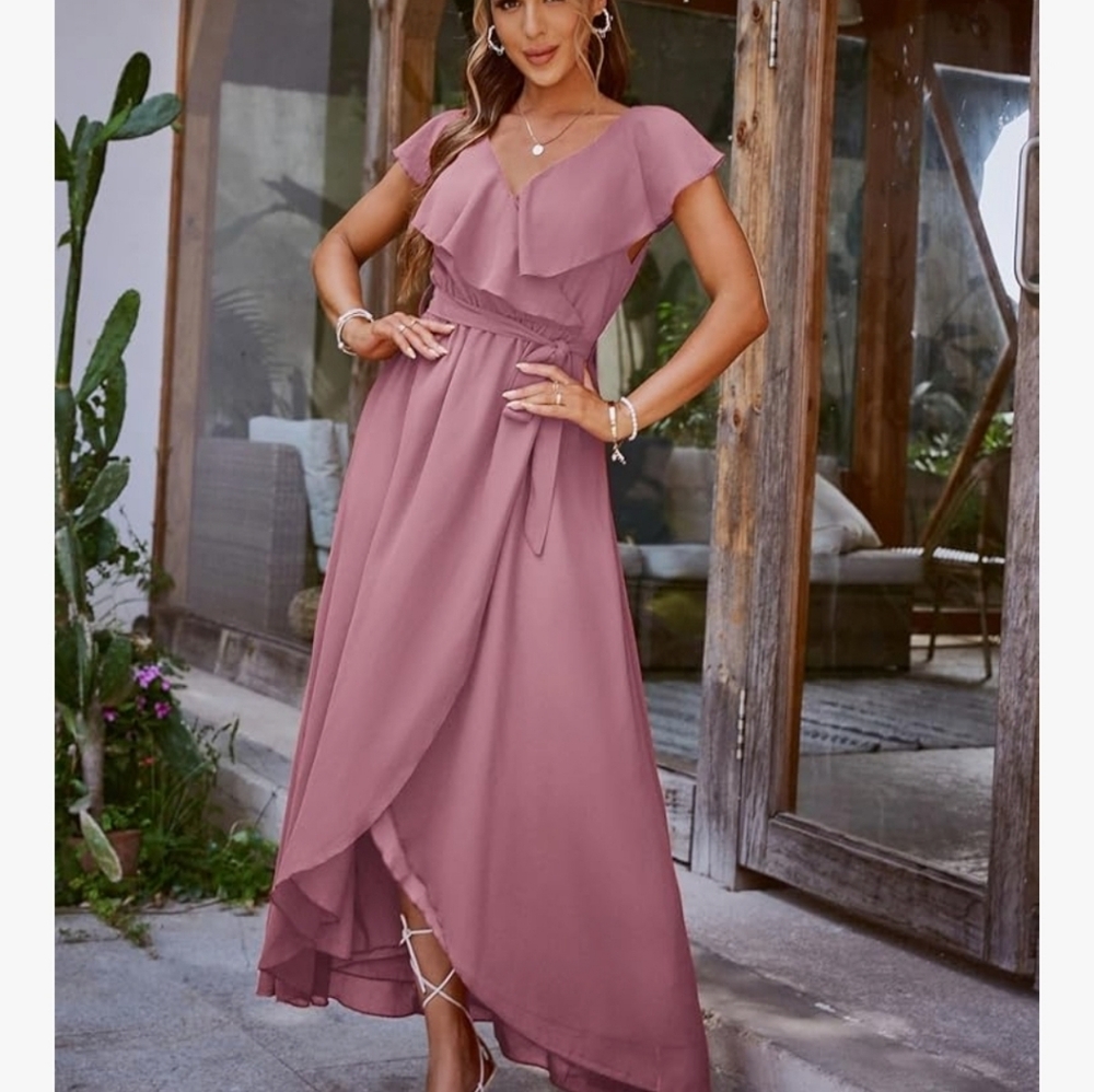 Elegant Pink Ruffle Dress